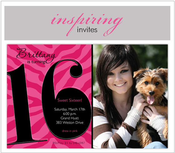 16th birthday party invitations for. Card: Sweet 16th Birthday